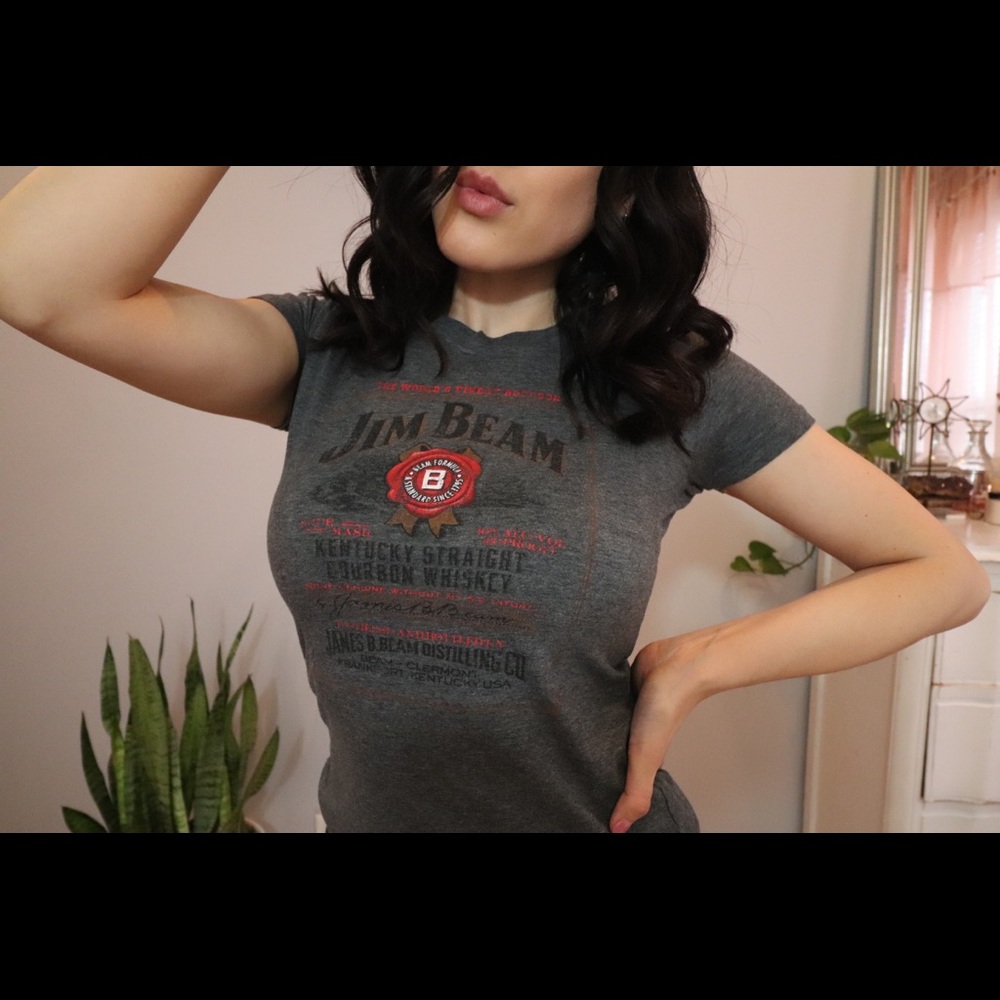 Vintage Jim Beam Graphic Fitted T - Small